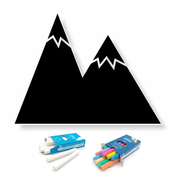 Children\'s chalkboard mountain 304 - Graphic design featuring two triangular peaks with white summits.