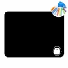 Chalk sticker for kids featuring a penguin design. Black surface with a white penguin in the corner.