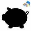 Chalk sticker for kids, pig design with a rounded belly and small legs.