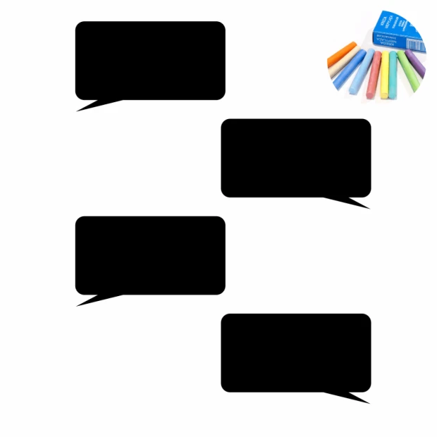 Chalk sticker speech bubbles 346 - Black speech bubbles in various sizes on a white background.