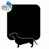 Chalk sticker dachshund 324 - Graphic design. Black surface with a dachshund outline on the left side.