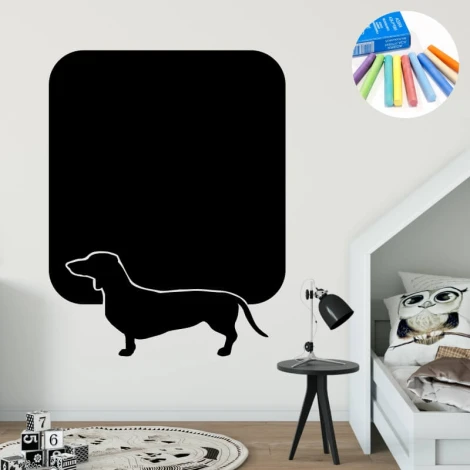 Chalk sticker dachshund 324 - Decorates a child\'s room with light walls and muted furniture colors.