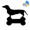 Chalk sticker of a dachshund 328 - Features the silhouette of a dachshund against a bone background.