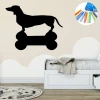 Chalk sticker dachshund 328 - Decor in a child\'s room. Light-colored walls, furniture in shades of white.