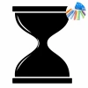 Chalk sticker hourglass 332 - Black hourglass shape with a set of colorful chalks.