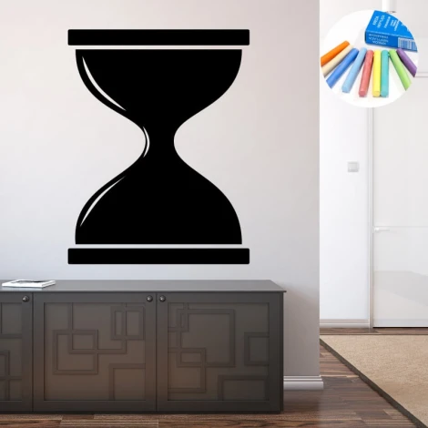 Chalkboard sticker hourglass 332 - Room decor with light walls and dark furniture.