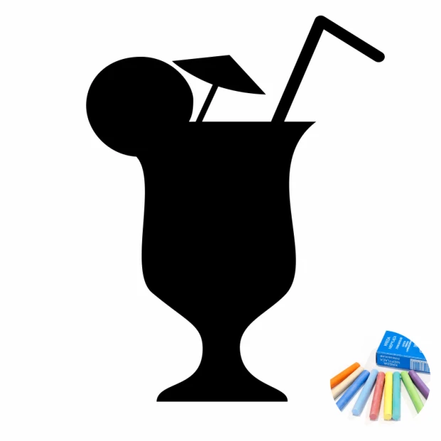 Chalk sticker cocktail 333 - Graphic design featuring a cocktail glass with fruit and a straw.