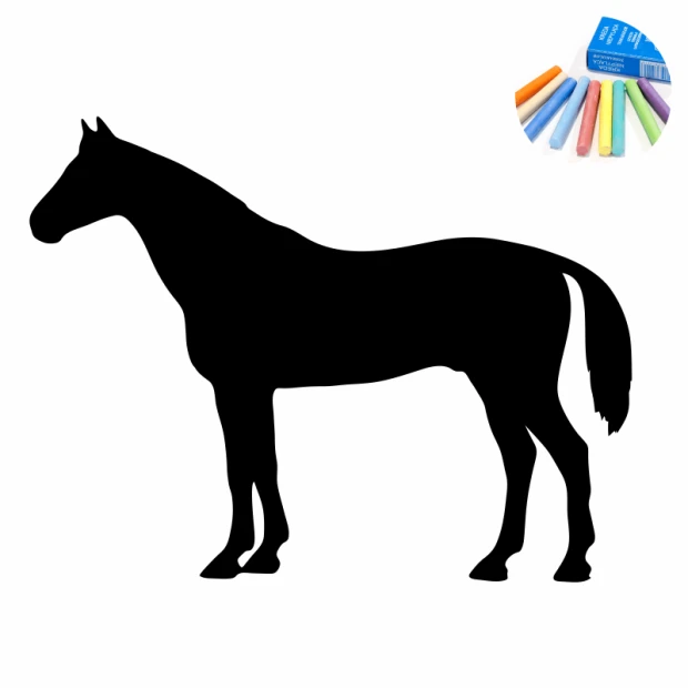 Chalk sticker of a horse 330 - Strong black silhouette with colorful chalks.