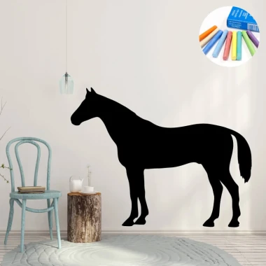 Chalk sticker horse 330 - Room decor with light walls, wooden furniture, and pastel accents.