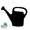 Chalkboard sticker watering can 340 - Graphic design in the shape of a watering can with handle, next to colored chalk.