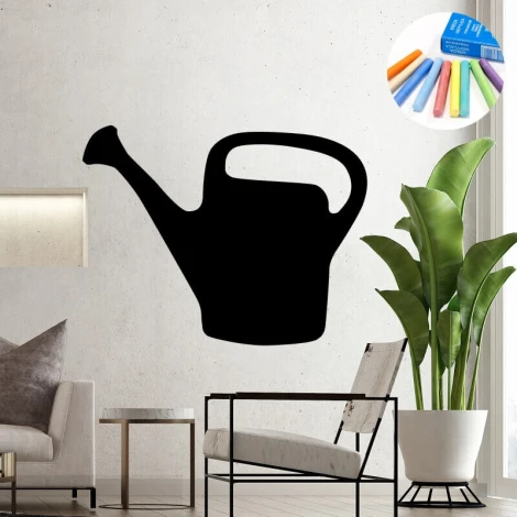 Chalk sticker watering can 340 - Modern living room decor with light walls and potted plants.