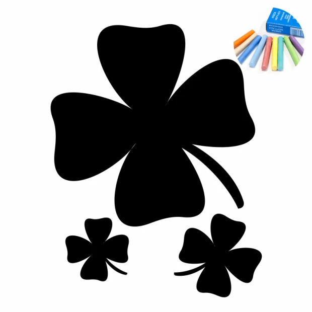 Chalk sticker clover 343 - Graphic design. Large clover with two smaller ones, all in black.
