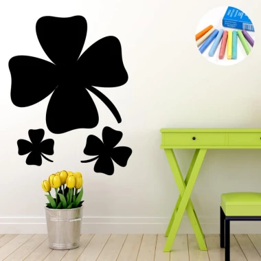 Chalk sticker clover 343 - Room decor with light walls, green furniture, and potted flowers.