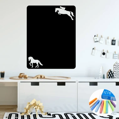 Chalk sticker horses 308 - Decor for a child\'s room with light-colored walls and Scandinavian-style furniture.