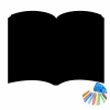 Chalk sticker book 342 - Graphic design. Shape of an open book with chalk in various colors.