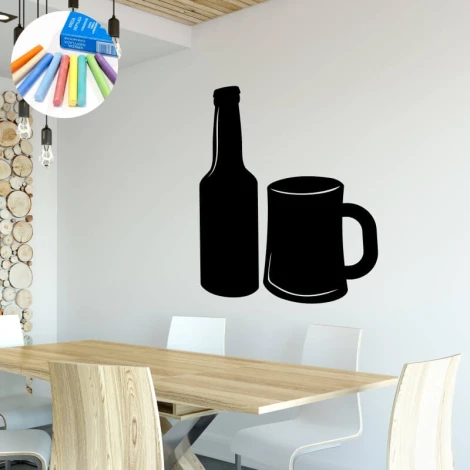 Chalk sticker mug 338 - Dining room setup with light-colored walls, wooden table, and simple chairs.