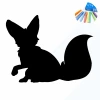 Chalk sticker of a fox 329 - Graphic design featuring a black silhouette of a fox with prominent ears and tail.