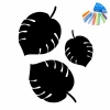 Chalk sticker with leaves 320 - Graphic design featuring three leaves of different sizes with clear veins.
