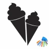 Chalk sticker ice cream 334 - Graphic design featuring two large cone-shaped ice creams with wavy tops.