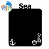 Chalk sticker of shells and anchor 319 - Graphic design on a black background with white shells and anchor.