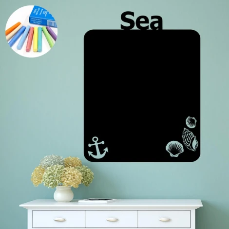 Chalk sticker of shells and anchor 319 - Room decor with light walls and minimalist furniture.