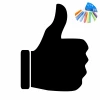 Chalk sticker OK 347 - Graphic design featuring a large hand giving a thumbs up and colorful chalks.