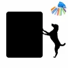 Chalk sticker dog 326 - Graphic design. Black rectangular surface with a silhouette of a dog standing on its hind legs.