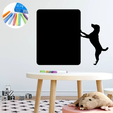 Chalk sticker dog 326 - Decor for a child\'s room with light-colored walls and simple furniture.
