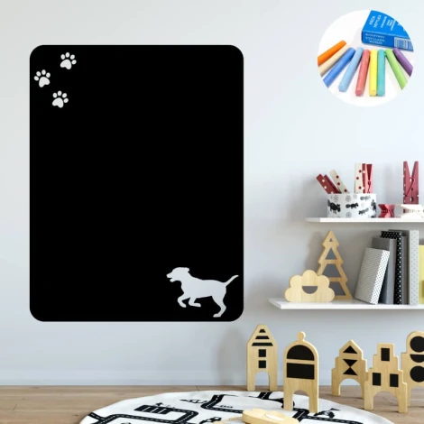 Chalkboard sticker dog 325 - Decor for a child\'s room with light-colored walls and Scandinavian-style furniture.