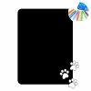 Chalk sticker with cat paw prints 309 - Black surface with paw impressions and colorful chalk in the corner.