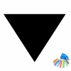 Chalk sticker triangle 321 - Black triangle on white background with colorful chalks in the corner.