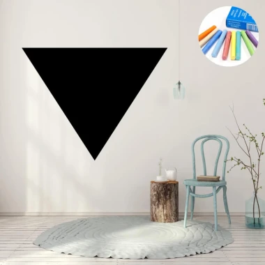 Chalk triangle sticker 321 - Room decor with light walls and wooden floor in a minimalist style.