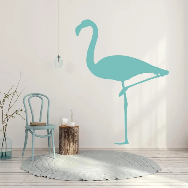 Flaming wall sticker 2463 - Styled in a room with light-colored walls, wooden furniture, and a round rug.
