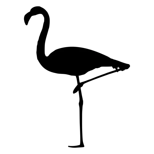 Flamingo painting template 2463 - Features a flamingo silhouette with a long neck and legs, showcasing a curved body.