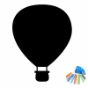 Chalk sticker for kids featuring a large balloon shape with a basket, accompanied by chalk.