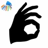 Chalk sticker hand 352 - Graphic design featuring a black hand making an OK gesture on a white background.