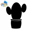 Chalk sticker cactus 351 - Graphic design. Cactus shape with large ears and a pot.