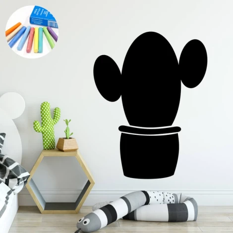 Chalk sticker cactus 351 - Decorates a child\'s room with light-colored walls and modern furniture.