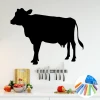 Chalkboard cow sticker 354 - Black cow silhouette on white background with colorful chalks nearby.