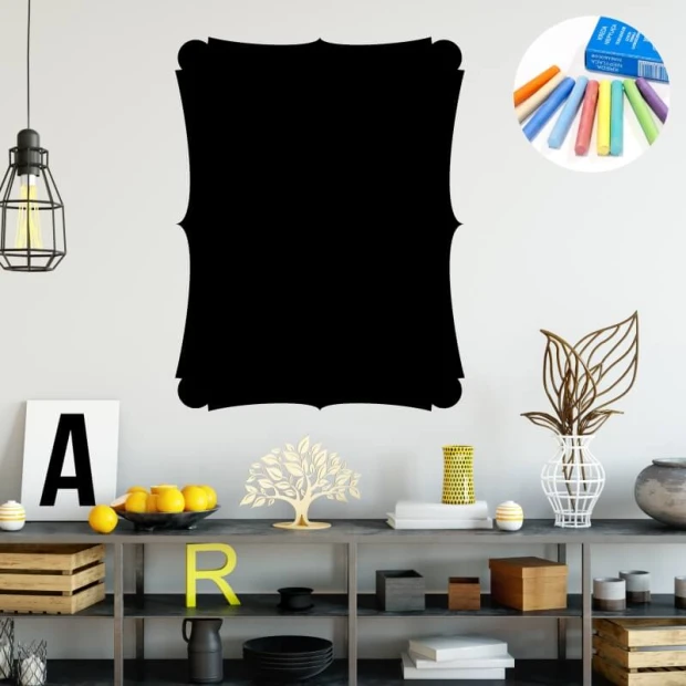 Chalkboard sticker decorative frame 360 - Styled in a modern interior with light walls and minimalist furniture.