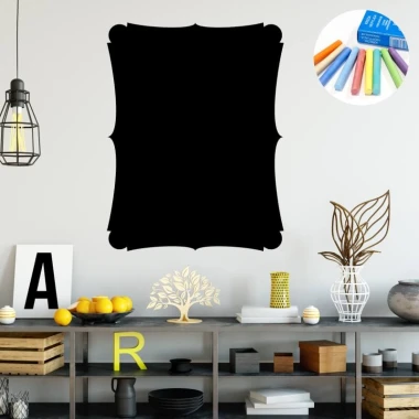 Chalkboard sticker decorative frame 360 - Styled in a modern interior with light walls and minimalist furniture.