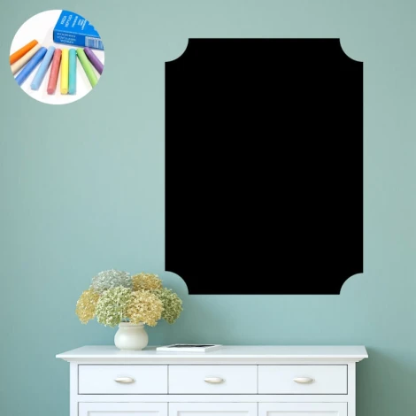 Chalkboard sticker decorative frame 361 - Room arrangement with light-colored walls and white furniture.