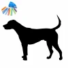 Chalk sticker dog 358 - Black dog silhouette with colorful chalk background.