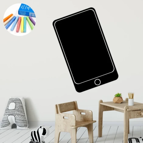 Chalkboard sticker for smartphones 363 - Decor in a child\'s room with light-colored walls and wooden furniture.