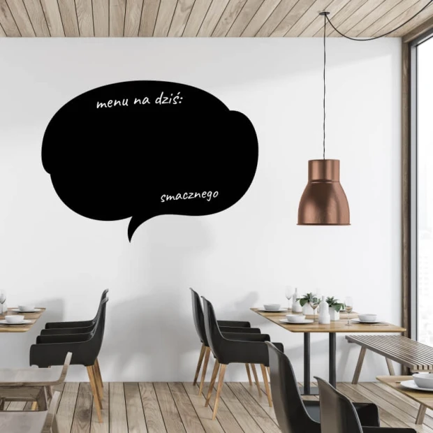 Chalkboard magnetic board 294 - Restaurant decor with light-colored walls, wooden elements, and a modern touch.