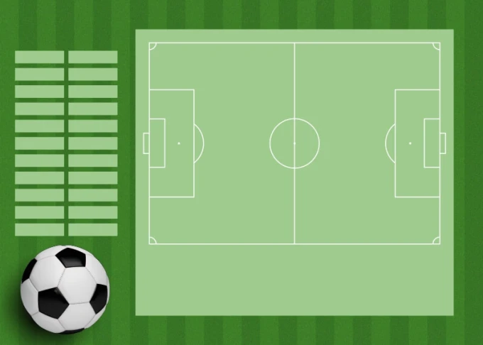 Magnetic dry-erase training board for soccer 390 - Features a graphic of a soccer field.