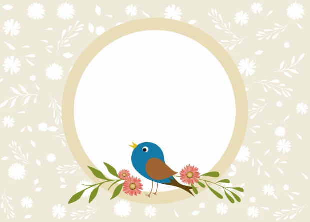 Children\'s dry-erase board with bird and flower design. Features a circular bird graphic on a light background.