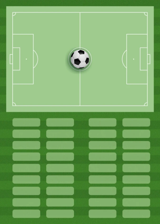 Magnetic dry-erase tactical board for soccer coaches with a green field design.