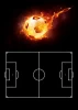Magnetic dry-erase tactical board for soccer coaches - Graphic design featuring a soccer ball in flames over a diagram.