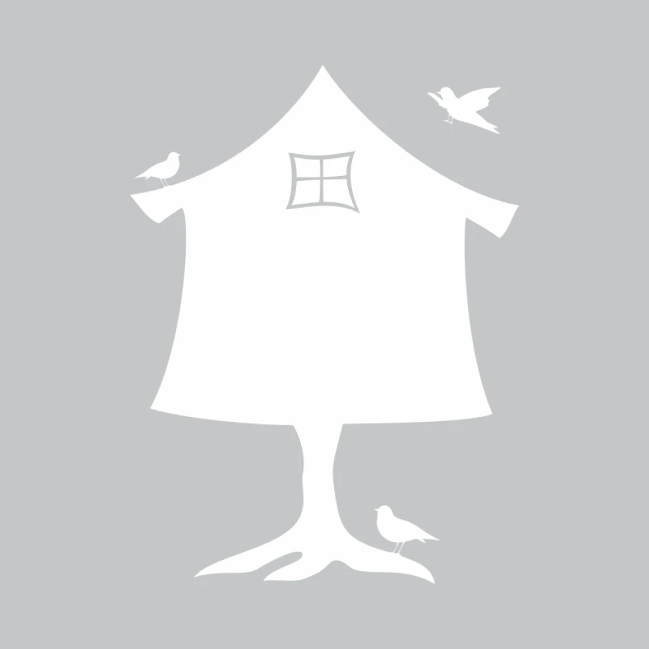 Dry-erase board in the shape of a house with a window and birds on a branch, Baby Jagi design 284.